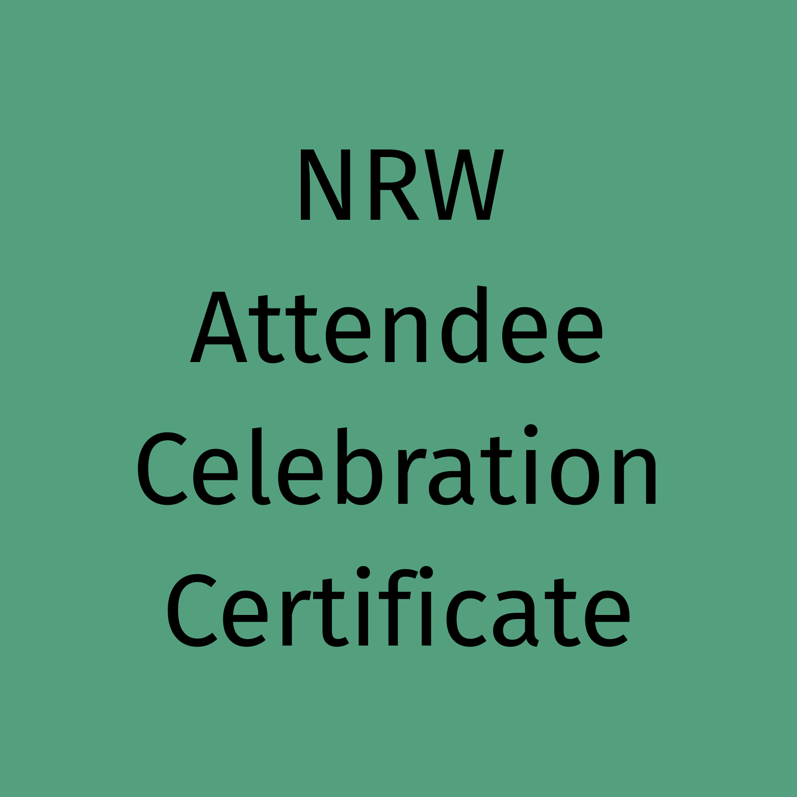 NRW Attendee Celebration Certificate